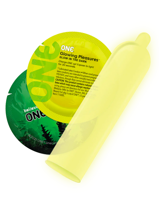 One Glowing Pleasures Latex Condom